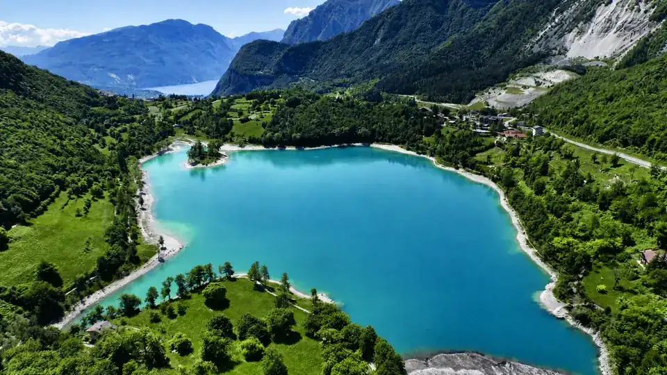 Lake Tenno surrounded by the mountains of Trentino
