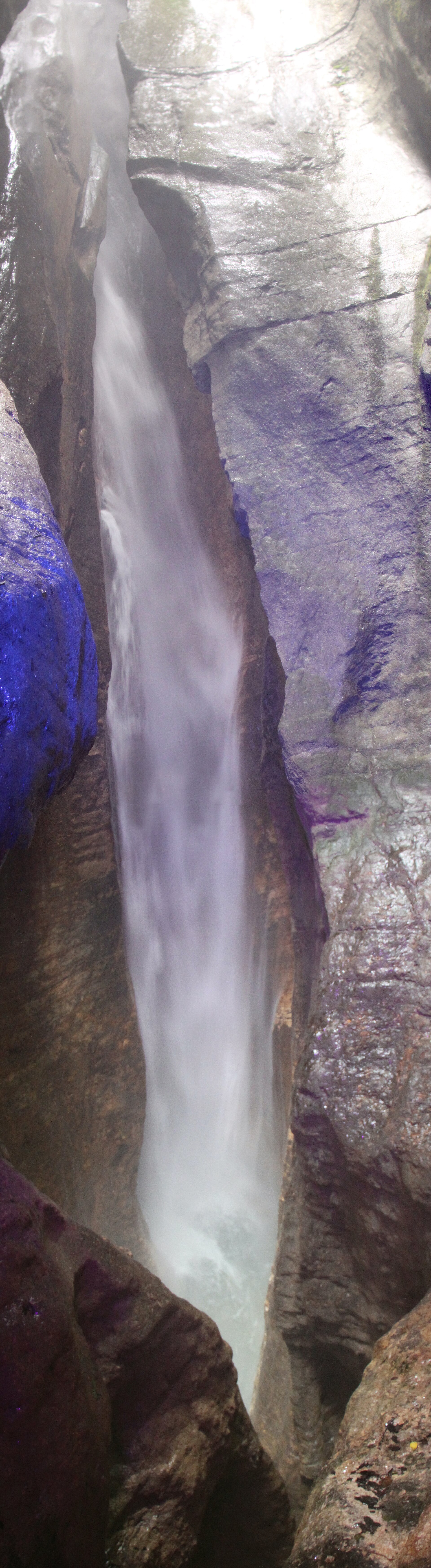 Varone Waterfall plunging through a narrow rock gorge near Riva del Garda